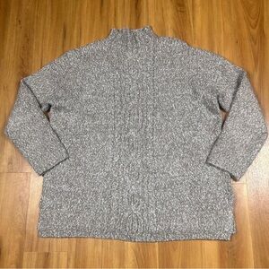 J. Jill Gray Tan Marled Cable Knit Mock Neck Pullover Sweater Women’s Large